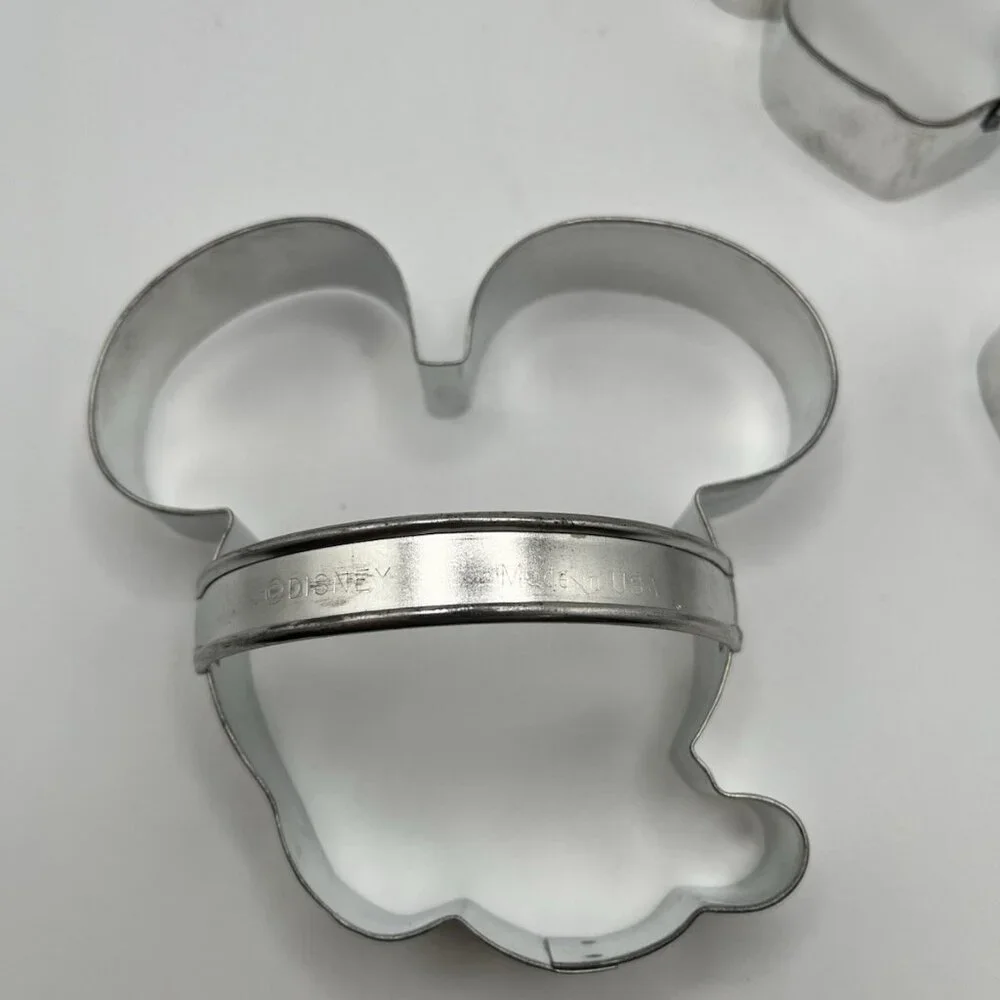 Vintage Disney Mickey Mouse Cookie Cutter Lot W/ Handles Metal Aluminum Set Of 3